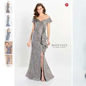 Montage by Mon Cheri M524 Mother of the Bride Dress Taupe size 18 altered